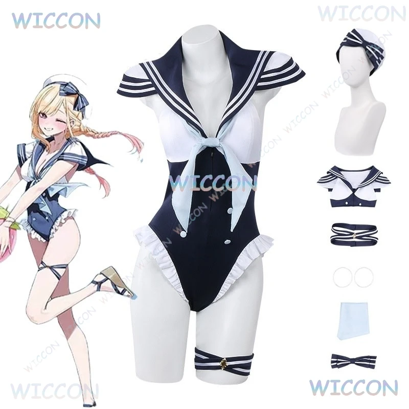 

Darling Kitagawa Marin Newly Cosplay Costume Wig Swimsuit Anime My Dress-Up Hat Kitagawa Marin Navy Style Headwear Suits