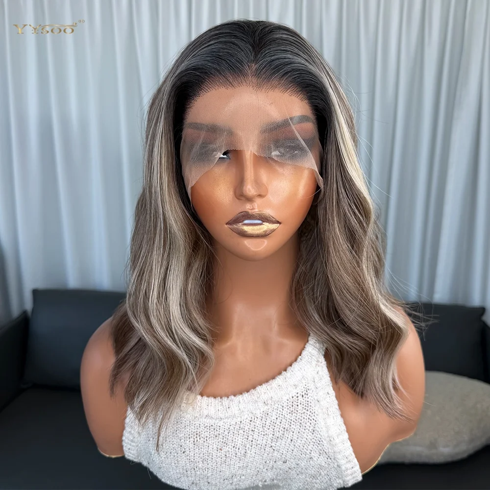 

Короткие блики боба, термостойкие бесклеевые натуральные волосы, волнистые волосы 13x4, синтетические парики спереди будущего для чернокожих женщин