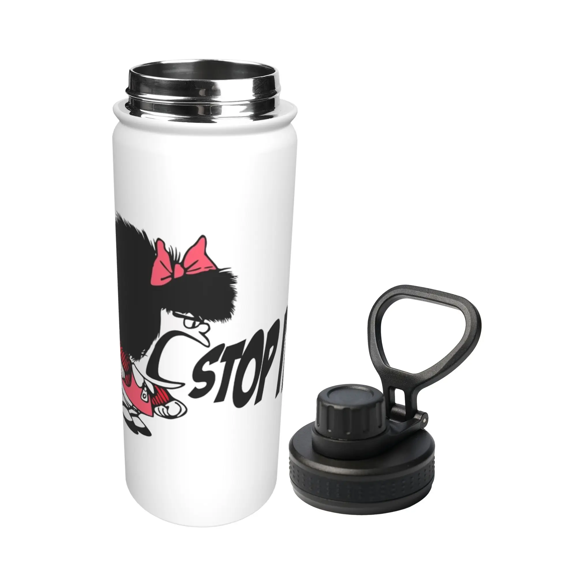 Cartoon M-Mafaldas 18OZ Sports Insulated Kettle Comics Thermal Cup Stainless Steel Outdoor Mug Spill Proof