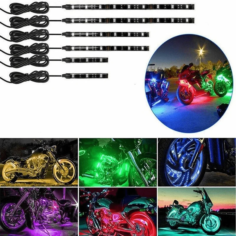 Upgrade Your Motorcycle with 12-Motor LED Strip Lights - Multi-Color Accent Glow Neon Lighting! Ws Led pixel controller Wsb Ws