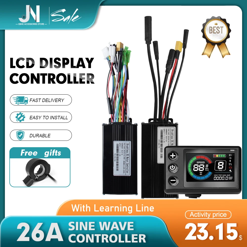 

Ebike Three-Mode 26A Sine Wave Controller For 500W 750W Electric Bicycle Motor with USB Color Display and learning line parts
