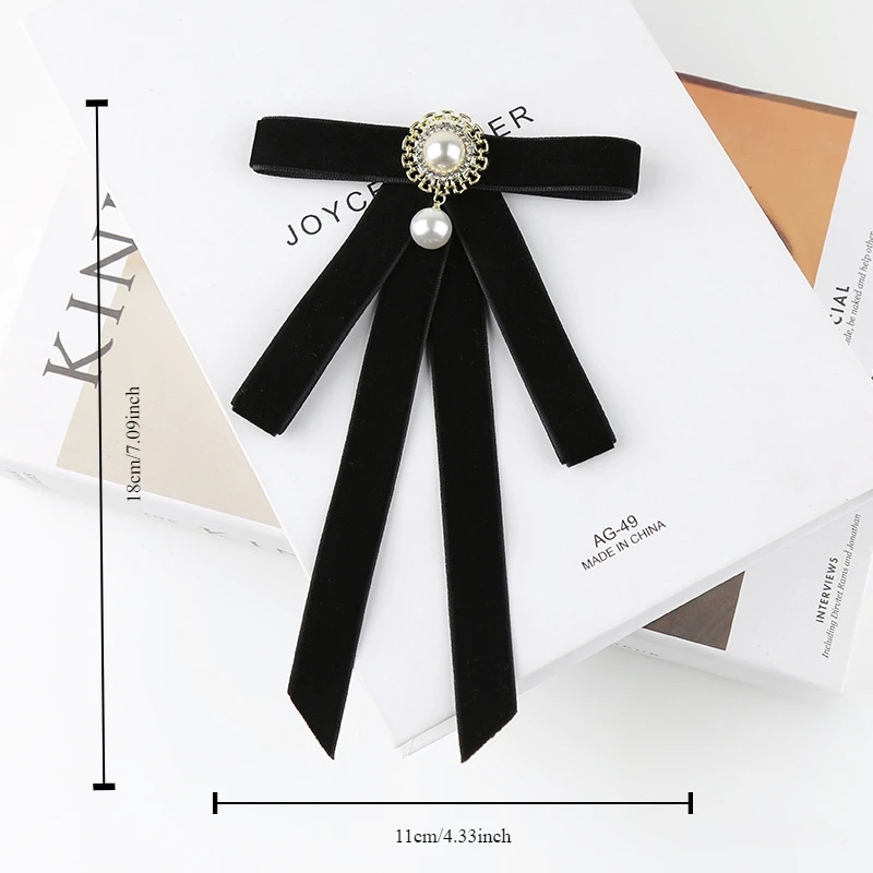 Koreanische Stoff Blume Hemd Bogen Brosche Krawatte frauen Schwarz College Britischen Student Schuluniform Abschluss Temperament Kragen Pin – Detail 6