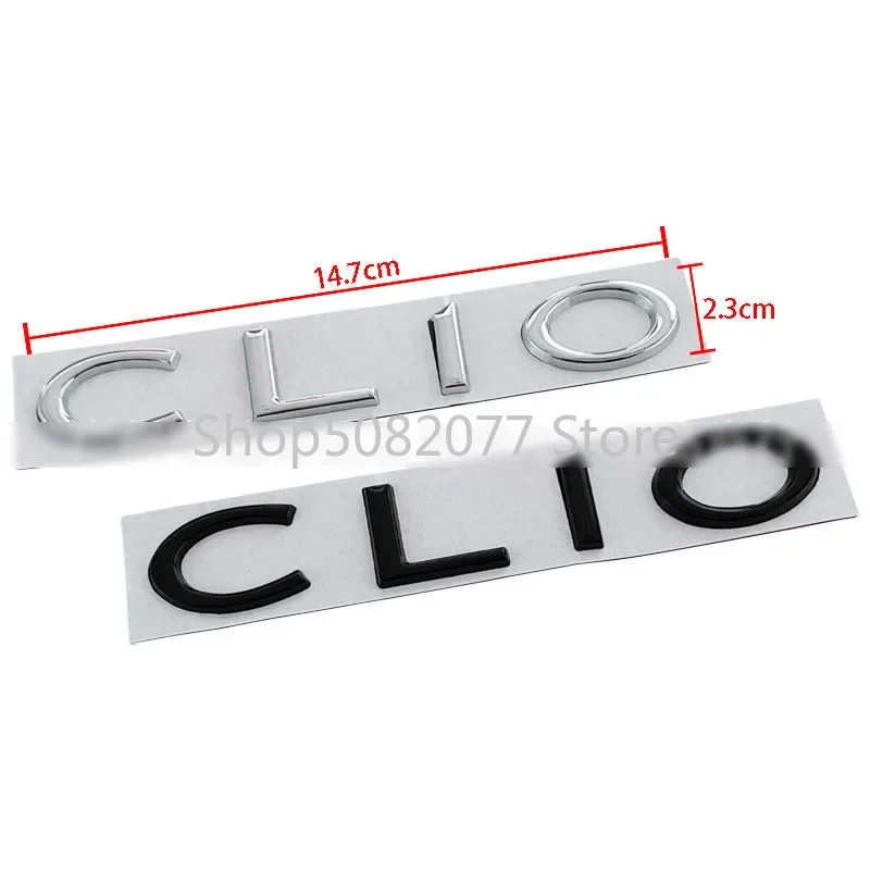 르노 CLIO 트렁크 명판 로고 스티커, 금속 문자 자동차 엠블럼, 크롬 광택 블랙