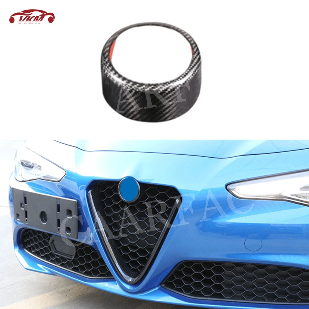 

Carbon Fiber/ABS Carbon Look Material Front Bumper Car Logo Decoration Ring For Alfa Romeo Giulia 2017-2019