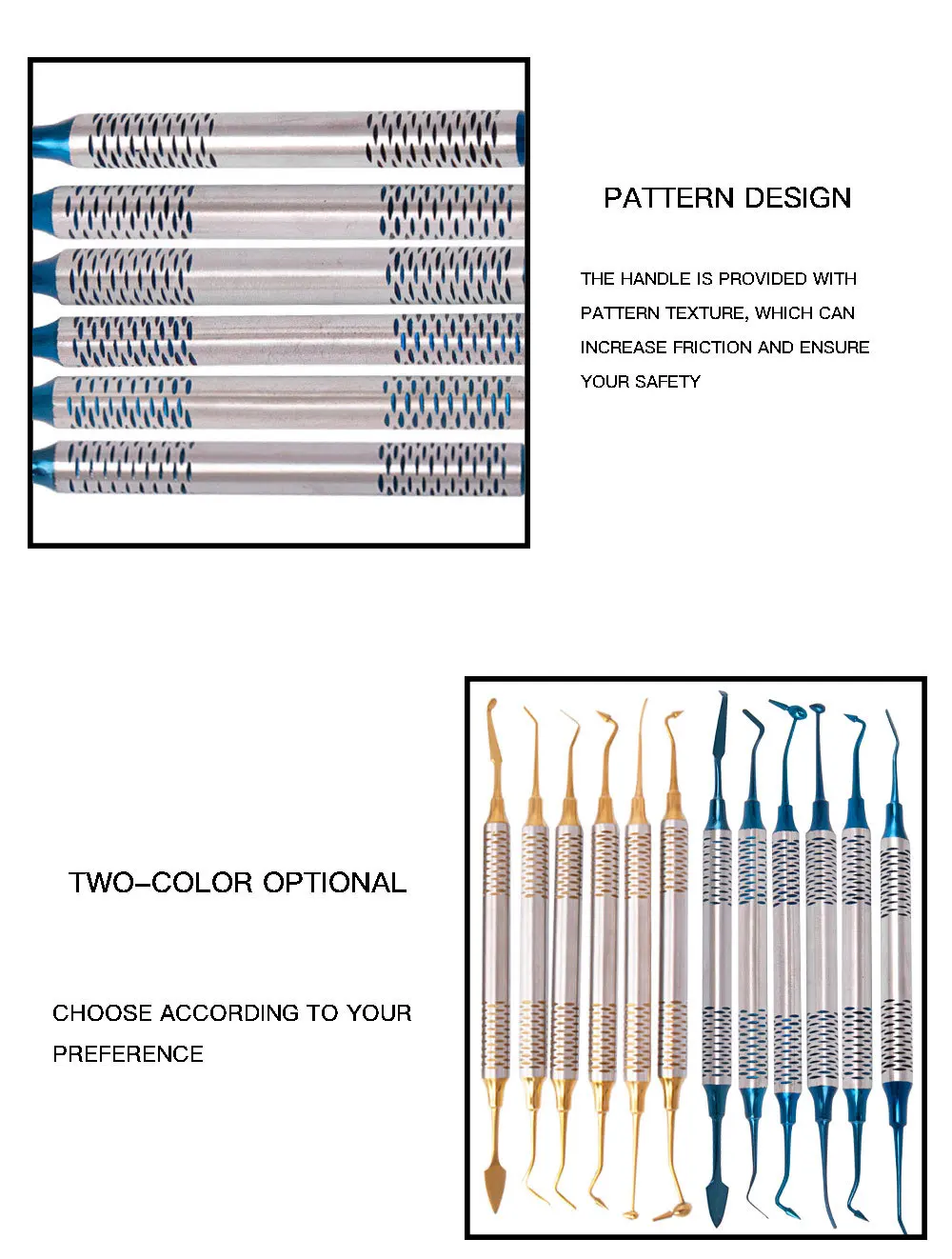 6pcs/Set Dental Composite Resin Filling Spatula Titanium plated Head Resin Filler Set thick handle Restoration set Dental tools