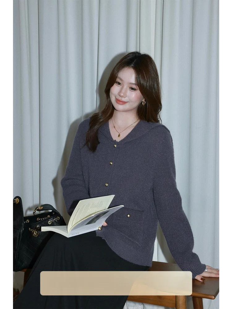 

plus Size Knitted Cardigan Korean Sle Versatile Sweater for Plump Sister Casual Wear Loose Fit Long Sve Color