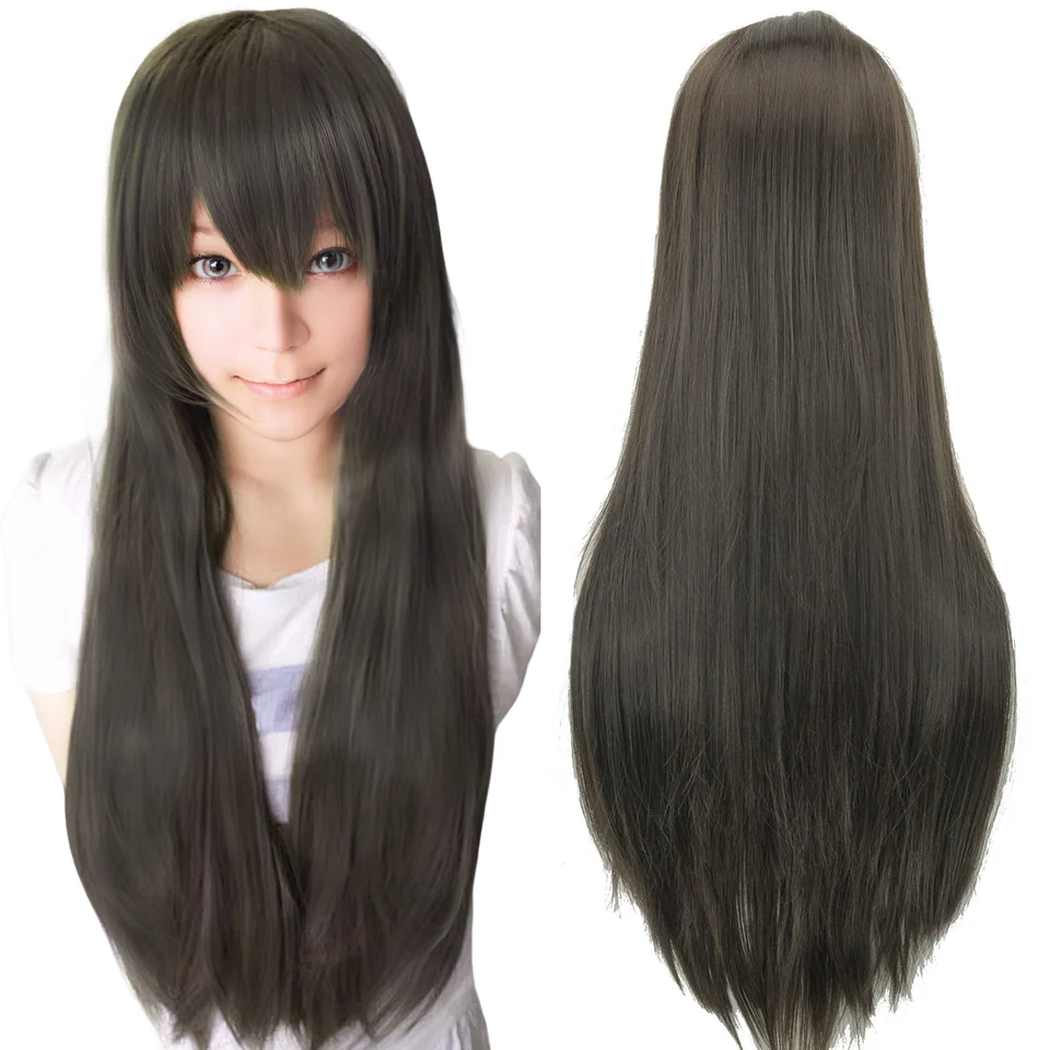 Peluca Sintética Negra Cosplay Lacia Larga Hinata Hyuga Cosplay Peluca Enma Ai Disfraz 4