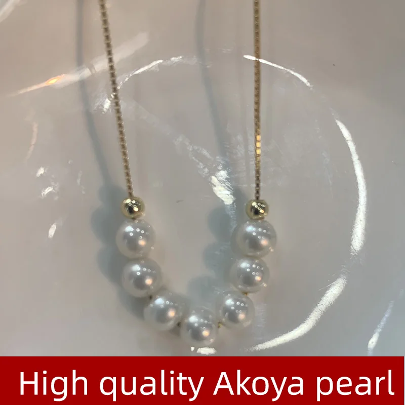 XF800 Real Natural Akoya Pearl Pendant Necklace Fine Jewelry Choler for Women Round Brand Party Gifts X266-1