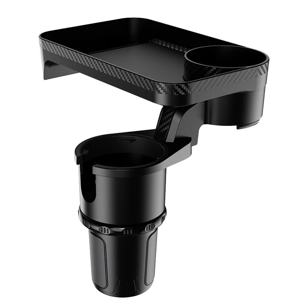 

2-in-1 Car Cup Holder Tray 360-Degree Rotating Drink Storage Food Organizer ABS Plastic Auto Accessories Beverage Rack