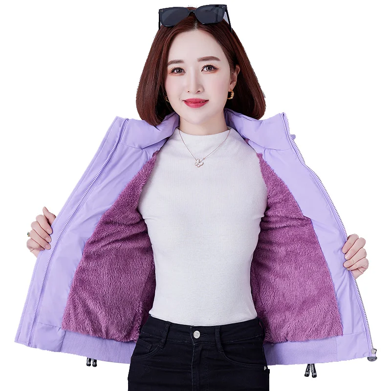 New Winter Women'S Casual Short Thickened Warm Down Cotton Jacket Female Korean Fashion Versatile Detachable Hooded Coat Lady