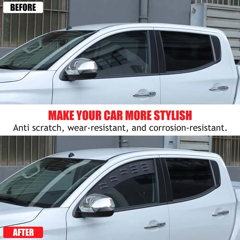 For Mitsubishi Triton L200 2015-2023 Aluminum Alloy Car Front Door Window Vent Louver Ventilation Shutters Car Accessories