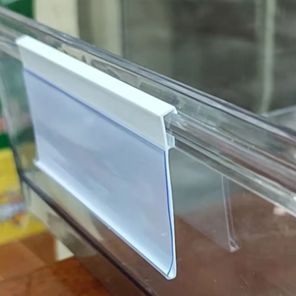 

100 шт., этикетка для полки для закусок, пластиковая ценник, прозрачная полоска для этикеток для супермаркета