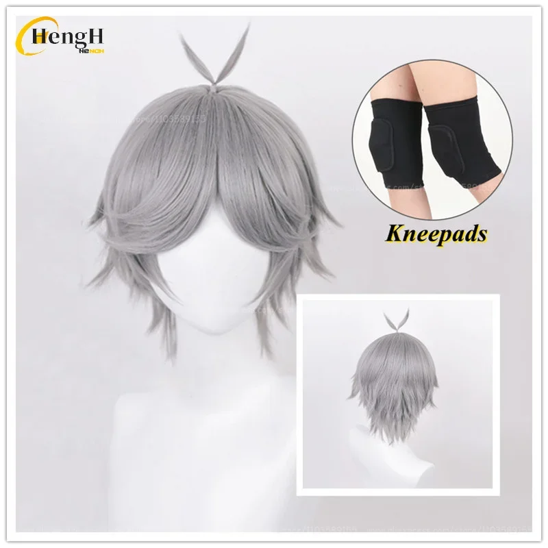 

2024 Anime Sugawara Koushi Synthetic Wig Short 30cm Silver Gray Cosplay Wig Heat Resistant Hair Party Unisex Wigs + Free Wig Cap