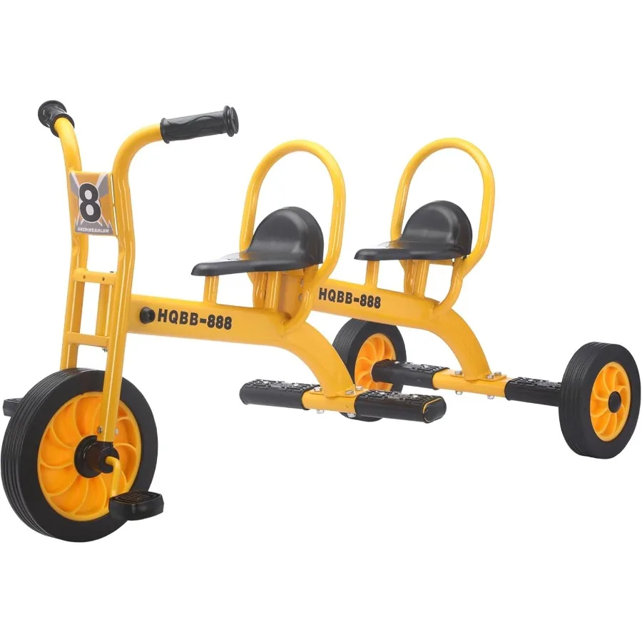 รถสามล้อสำหรับเด็กอายุ 3-8 ปี รถสามล้อคู่สำหรับเด็กก่อนวัยเรียน ศูนย์ดูแลเด็ก ใช้กลางแจ้ง จักรยานแบบสองที่นั่งพร้อมยางกันรั่ว ไม่มีล้อลม และพื้นผิวกันลื่น
