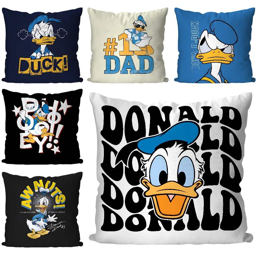 D-Donald D-Duck Pillow Case  Cartoon Sofa Decorative Home Double-sided Printing Short Plush Cute Cushion Cover