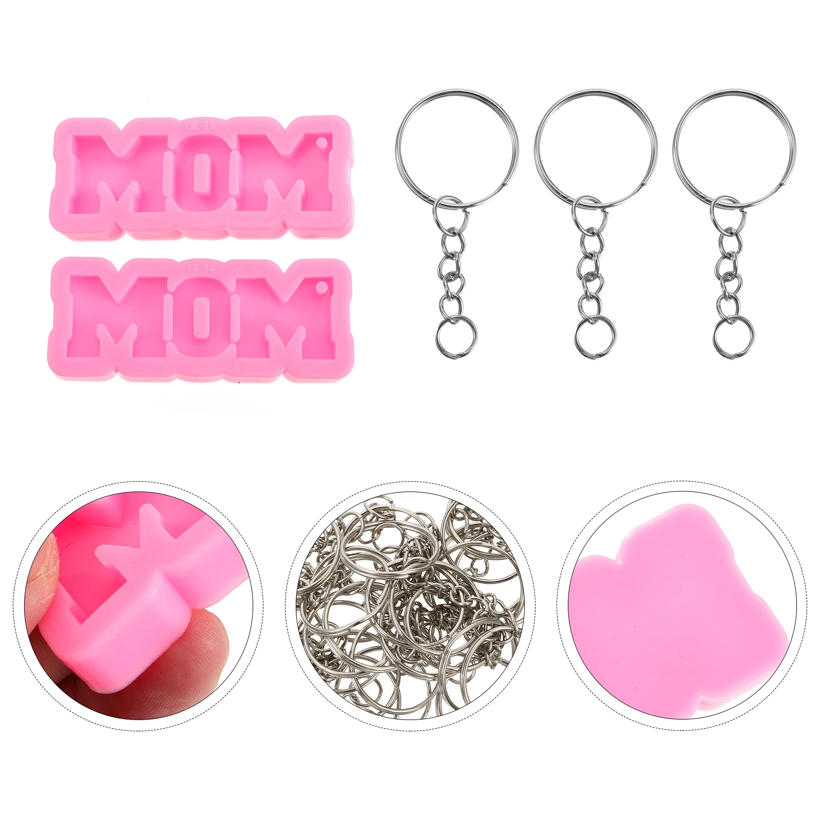 

2pcs Epoxy Mom Diy Key Ring Dad Gift Crafting Epoxy Jewelry Silicone Mold Mother'S Day Keychain Mold Accessories Mother Day