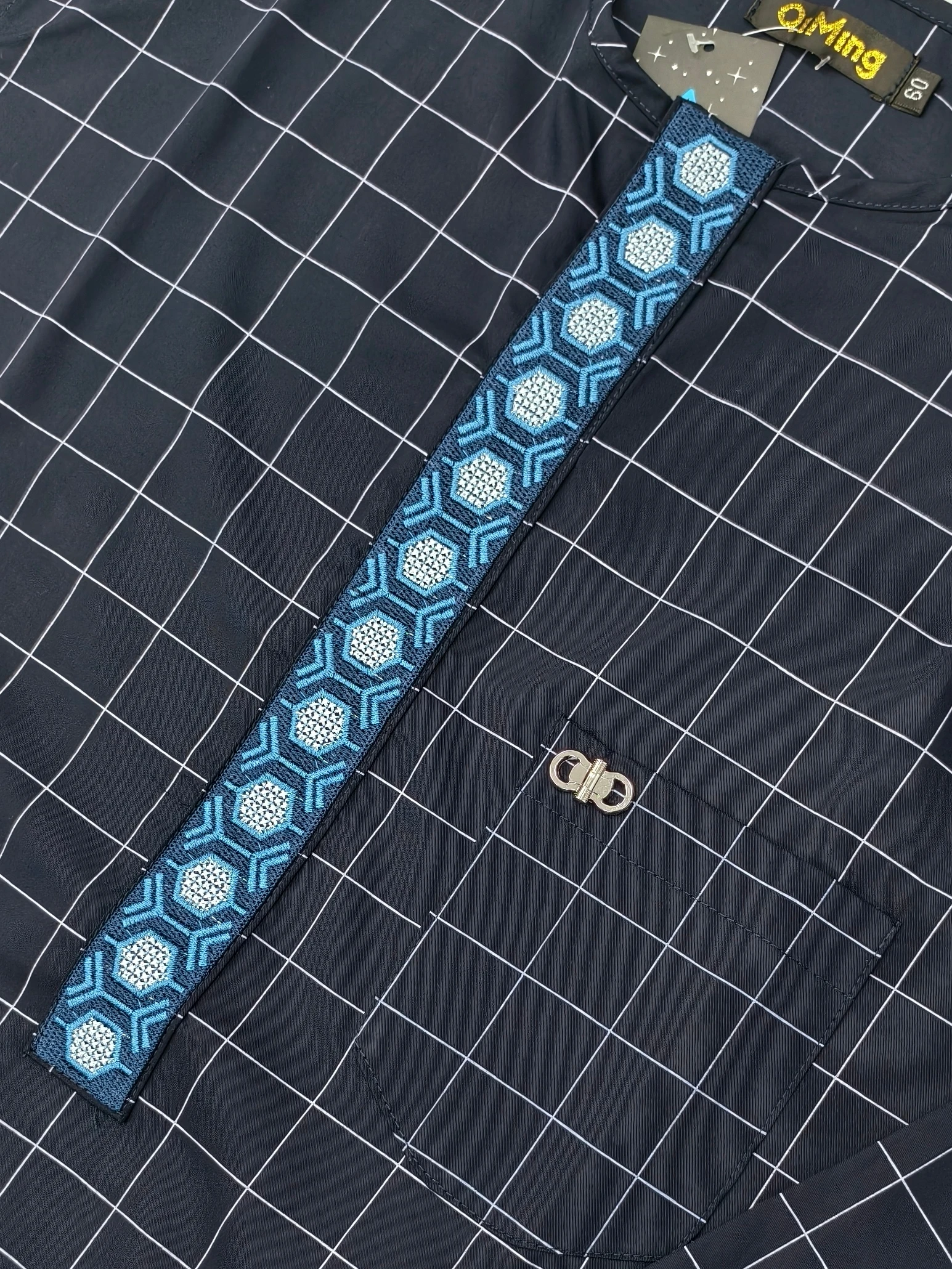 Abito da uomo moderno islamico musulmano marocchino moda manica lunga ricamato arabo Jubba Thobe abbigliamento per uomo