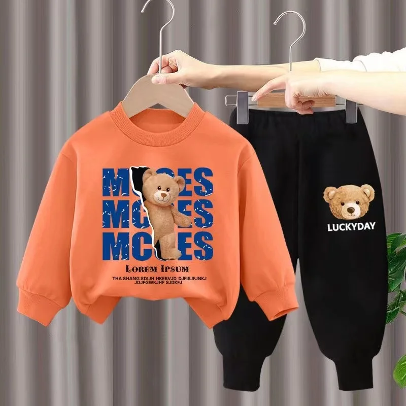 Autumn Baby Boy Clothes Set Kid Cartoon Printed Sweatshirts Pullover Top And Pants 2pcs Suit Children Girls Fashion Tracksuits