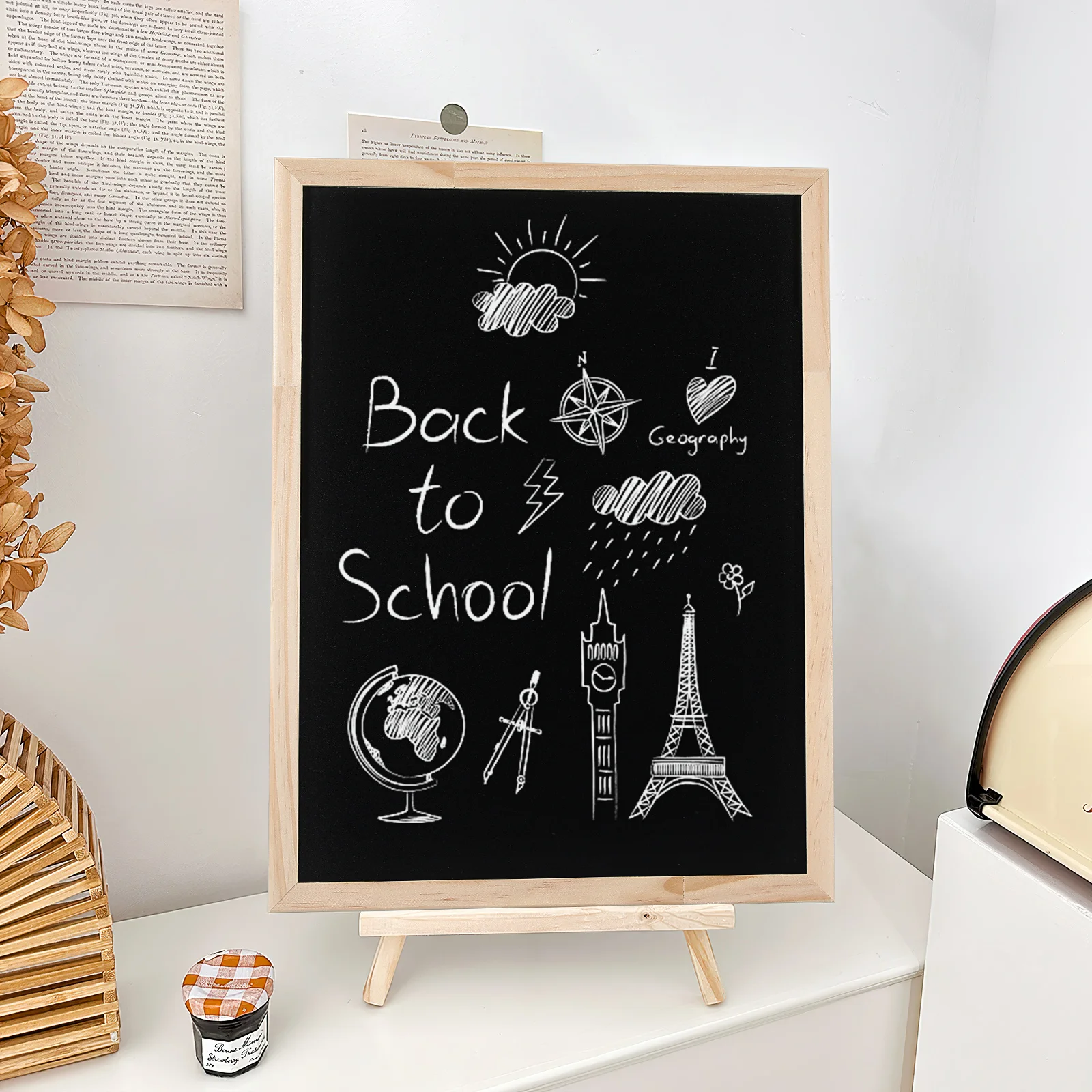 

Wooden Hanging Chalkboard Sign Single Sided Erasable Message Board for Wedding Party Kitchen Decoration Rustic Wall Mounted