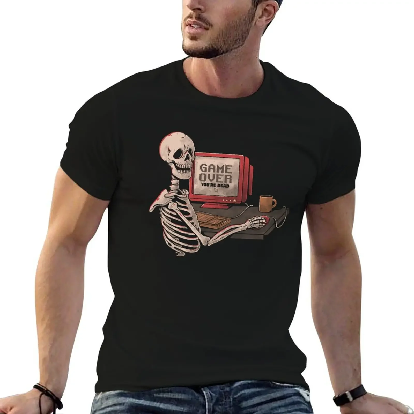 

Game Over Skull - Funny Geek Skeleton Gift T-Shirt luxury designer animal prinfor boys mens t shirts casual stylish