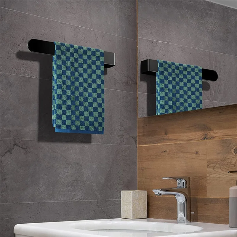 ABMR-Hand Towel Holder,Hand Towel Bar,Self Adhesive Bathroom Towel Bar Stick On Wall,SUS 304 Stainless Steel Brushed, Durable Bl