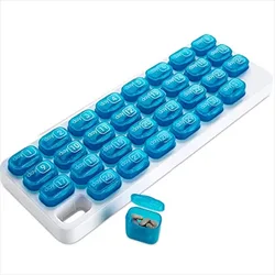 UNTIOR Pills Storage 31 Grids Monthly Pill Box Removable Keyboard Shape Medicine Pill Case Tablet Dispenser Container