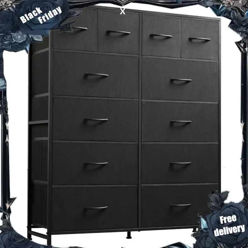 

Tall Dresser for Bedroom with 12 Drawers, Dressers & Chests of Drawers, Fabric Dresser for Bedroom, Closet