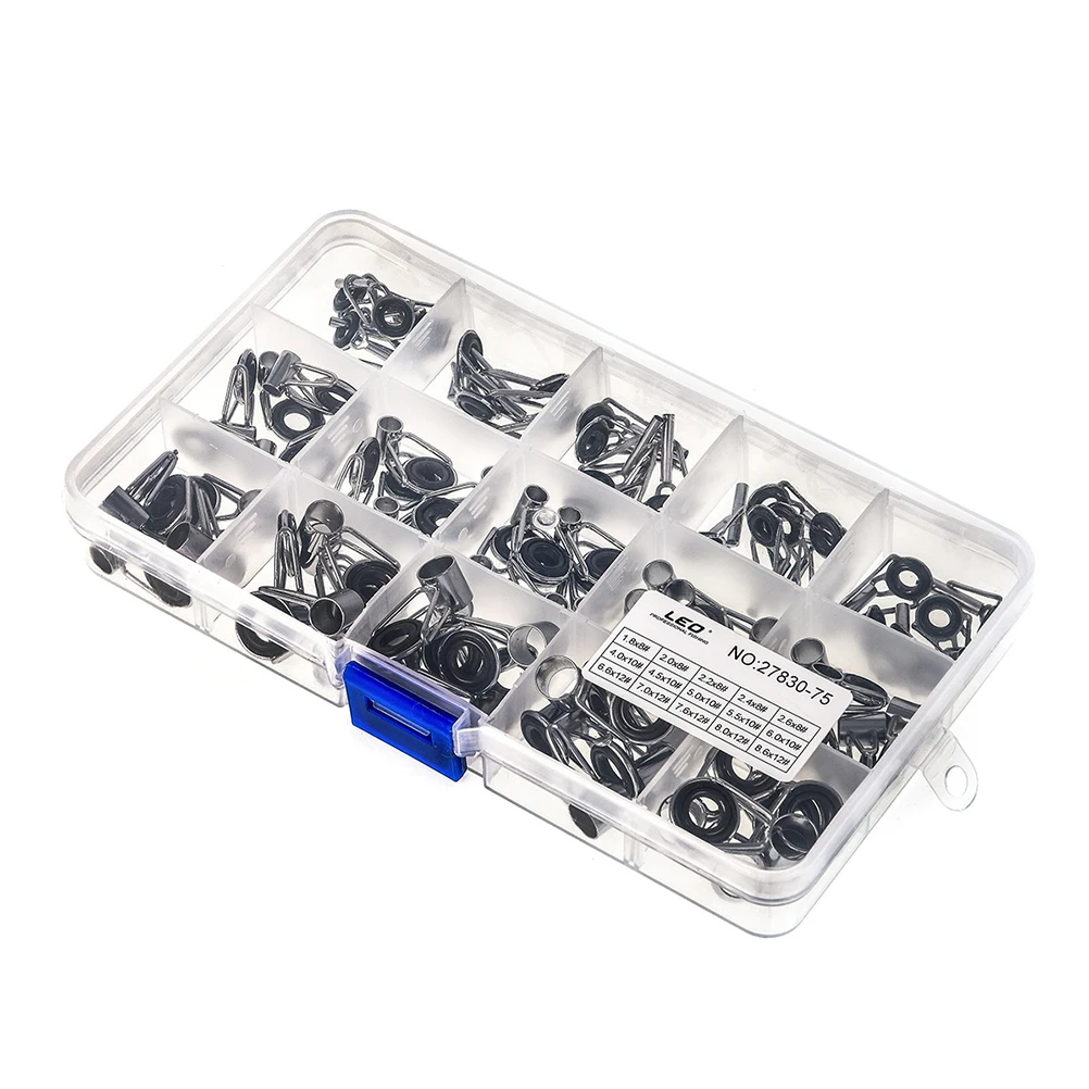 

75 pcs Fishing Rod Guides Durable Stainless Steel Ceramic Rings Lightweight Flared Frame Repair Kit for Saltwater Freshwater