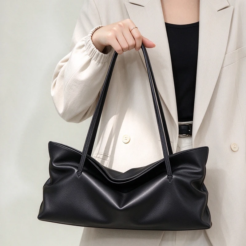 Genuine Leather Woman Shoulder Bag Large Capacity Tote Bags Handbags Ladies Soft First Layer Cowhide Women Commuter Bags