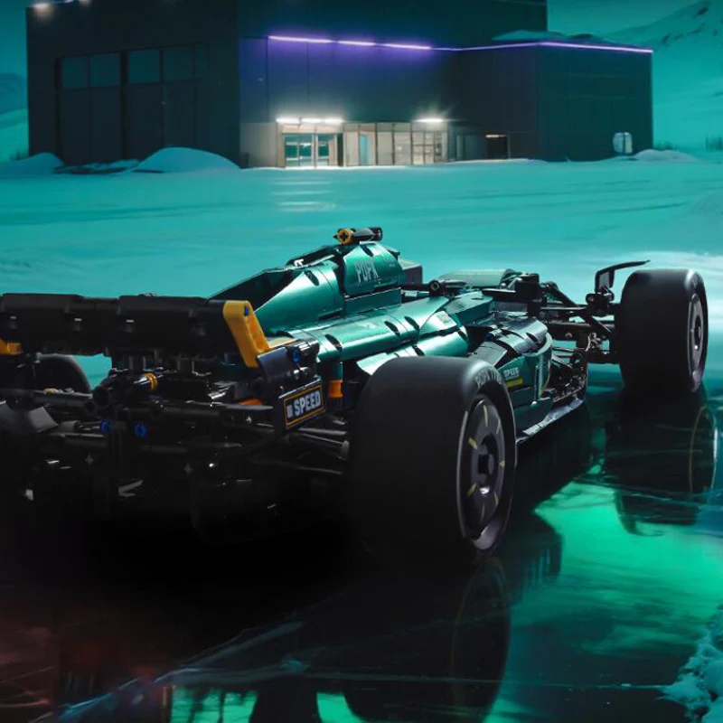 OUZEY Blocos de construção de carros hiper em escala 1:8, kits de modelo de veículos de corrida verde metálico, 14+ presente educacional de montagem DIY para adolescentes