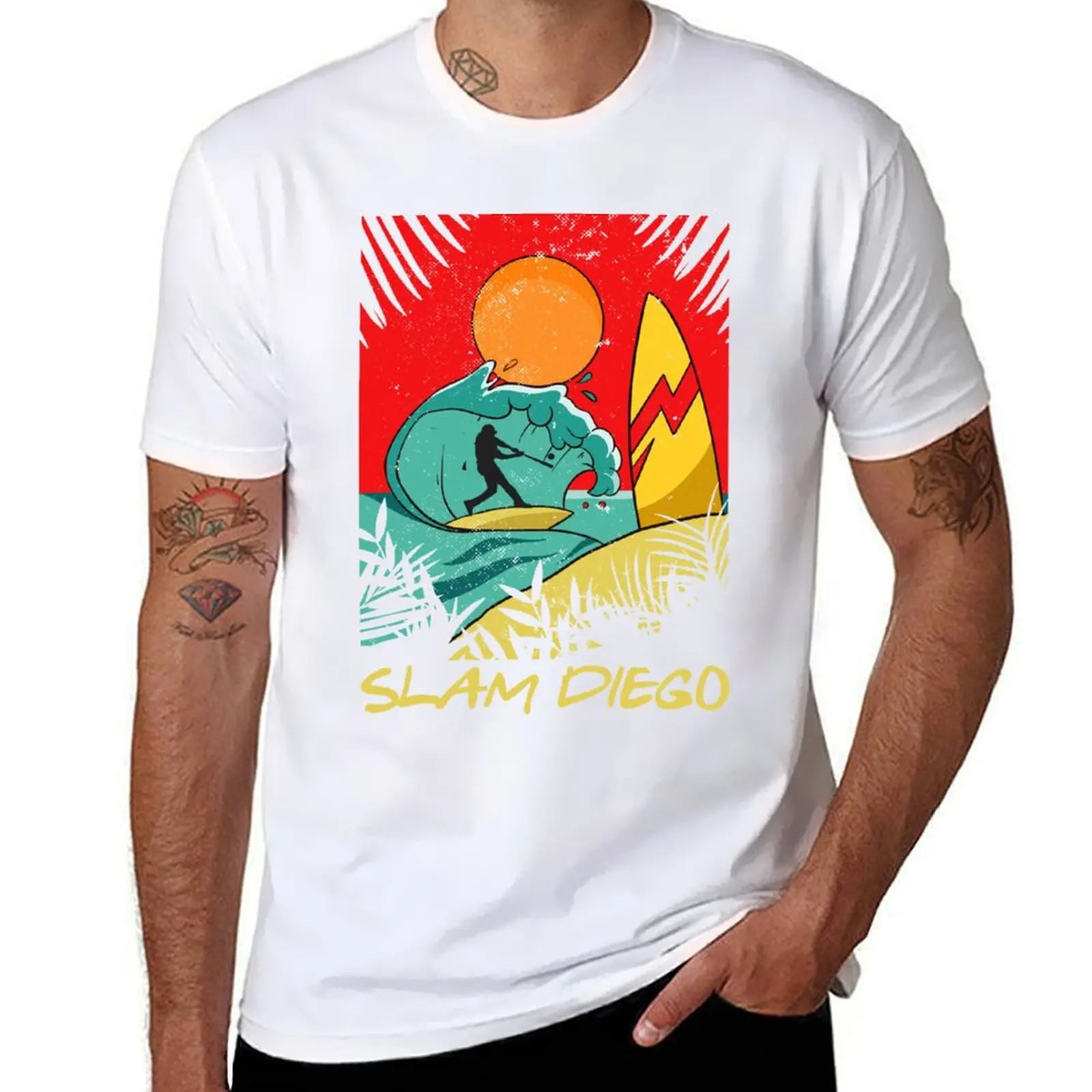 

Slam Diego Sunset Palm Tree San Diego Baseball Grand Slam T-Shirt man tshirt funny t shirts man T-Shirt
