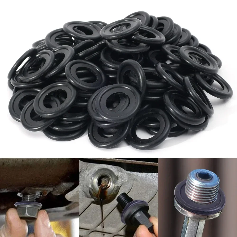M12 M14 Oil Drain Plug Gasket Universal Nitrile Rubber Car Engine Oil Pan O-Ring Sealing Washer Parts for Buick Chevrolet Ford