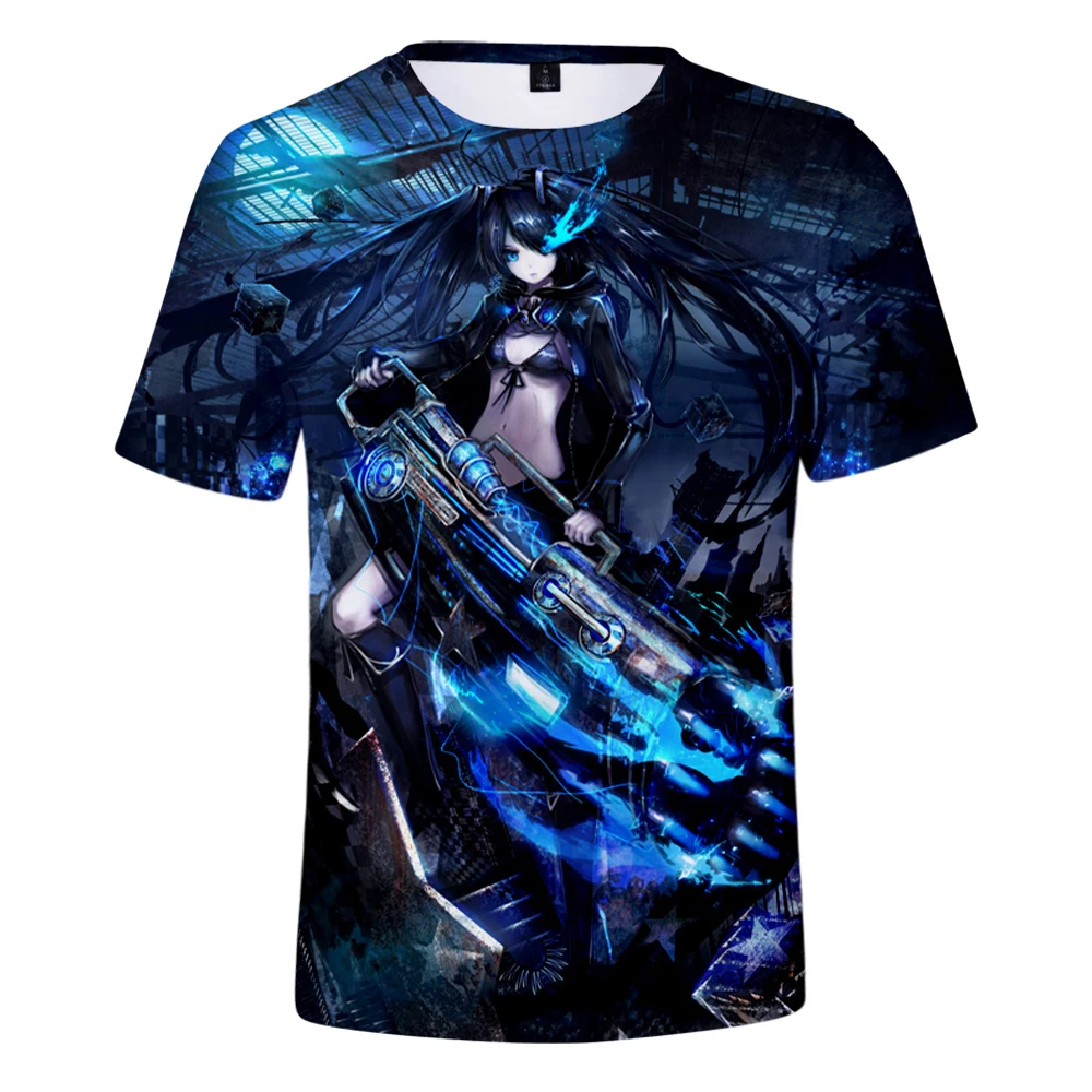 Black Rock Shooter Tshirt Cosplay Round Neck Casual Men Womens T-Shirt Summer Short Sleeve Harajuku Tee Shirt Pullover