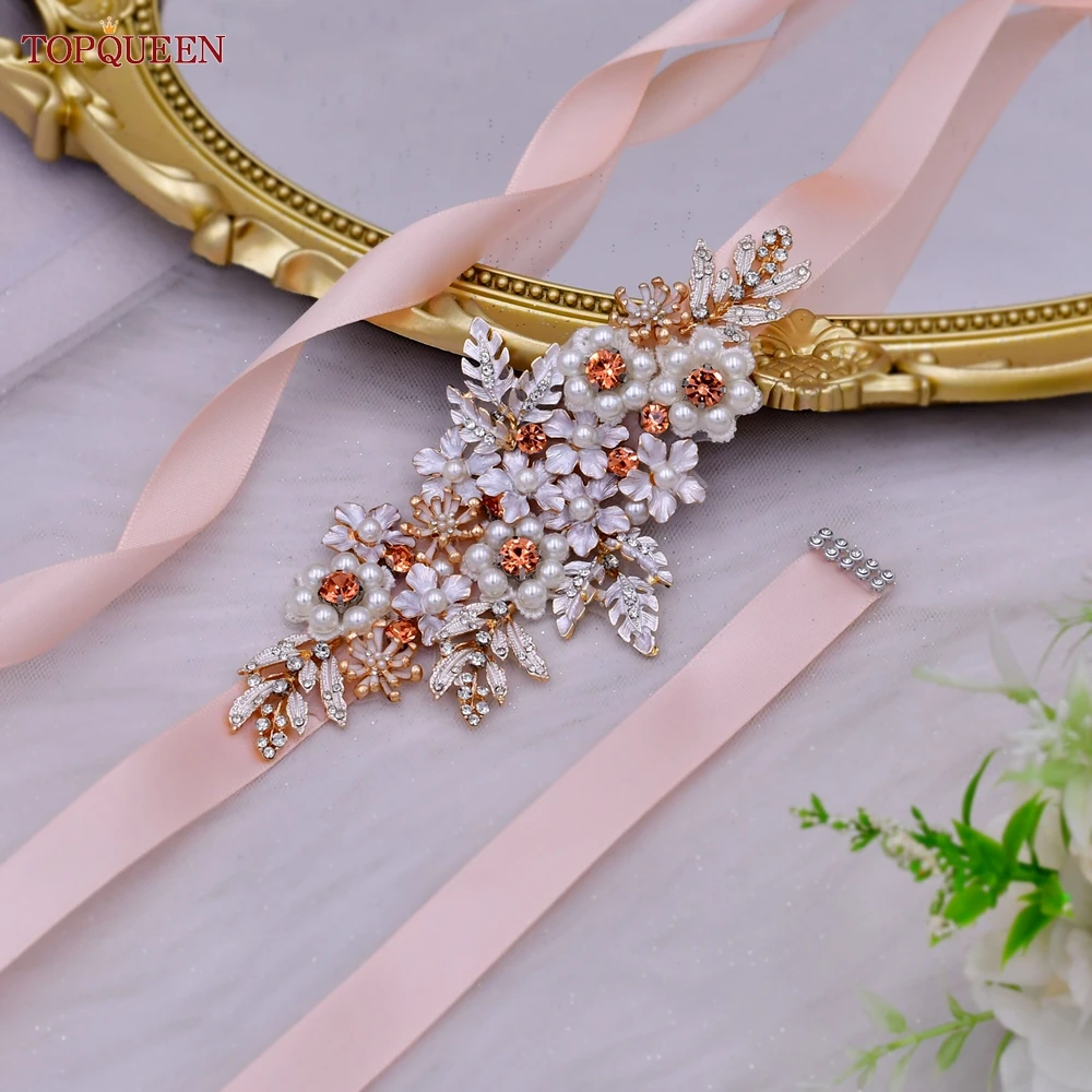 TOPQUEEN Wedding Belt Accessoires Off White Ribbon Bridal Voor Part Dress Sash For Wedding Accessories  Wedding Accessories S66