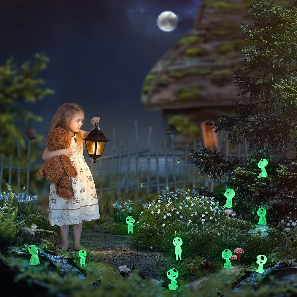 10/20Pcs Luminous Tree Elf Micro Landscape Figure Ornament Outdoor Glowing Miniature Statue Potted Mini Garden Accessories