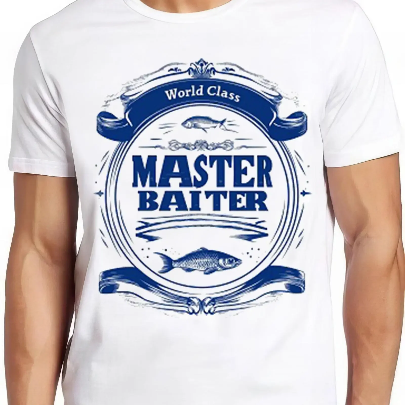 Master Baiter Funny Fishing Slogan Saying Offensive Sexual Hilarious Novelty Humor Fisherman Cool T Shirt 2437 vintage Washed
