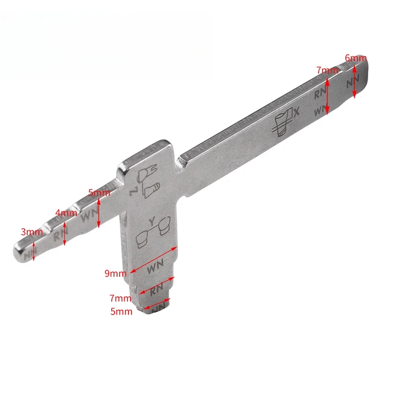 ملحقات مواد مختبر الأسنان على شكل حرف T قياس زراعة زاوية/مسطرة تخطيط تباعد الأسنان أداة فمية من الفولاذ المقاوم للصدأ #2