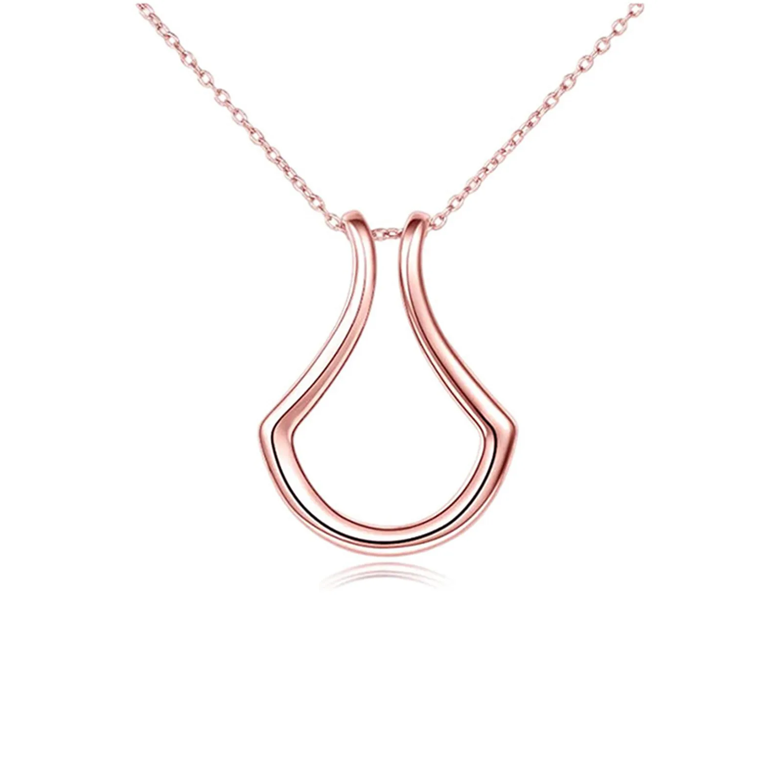 1Piece Fashion Necklace Geometric Simple Ring Holder Ring Pendant Necklace for Men Women Party Jewelry Neck Chain 45cm long