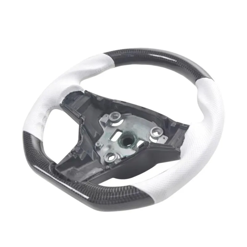 

【2025】Steering Wheel For Tesla Steering Wheel Carbon Fiber White Perforated Leather Oem Ized Stripe Color
