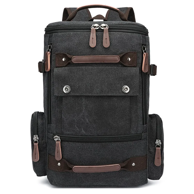 Computer canvas backpack for mountain climbing and travel, men's bag, portable, multi-layered, multi-functional canvas backpack