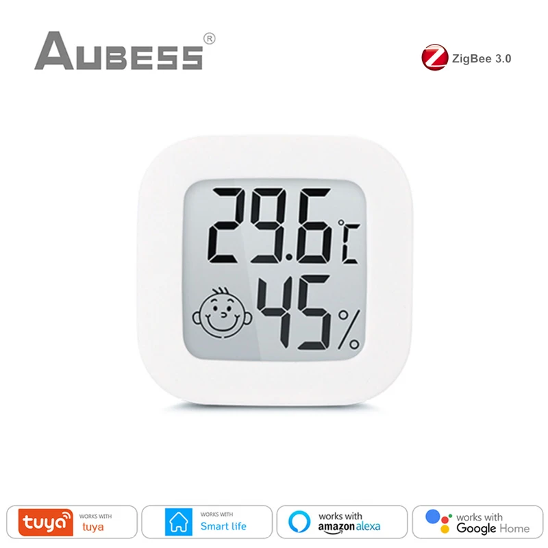 Tuya Smart Zigbee Temperature And Humidity Sensor Indoor Hygrometer Thermometer With LCD Display Works With Alexa Google Home