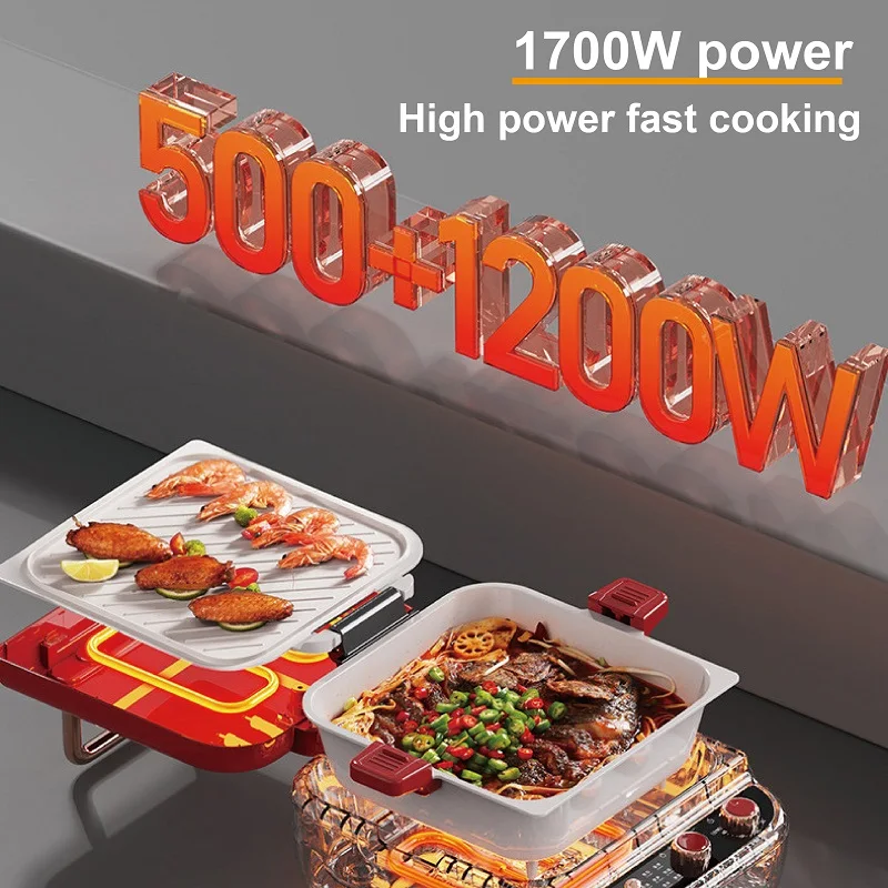 متعددة الوظائف الكهربائية فطيرة عموم على الوجهين التدفئة فطيرة عموم 4L إناء/ قدر للإزالة التيتانيوم الخزف غير عصا مقلاة