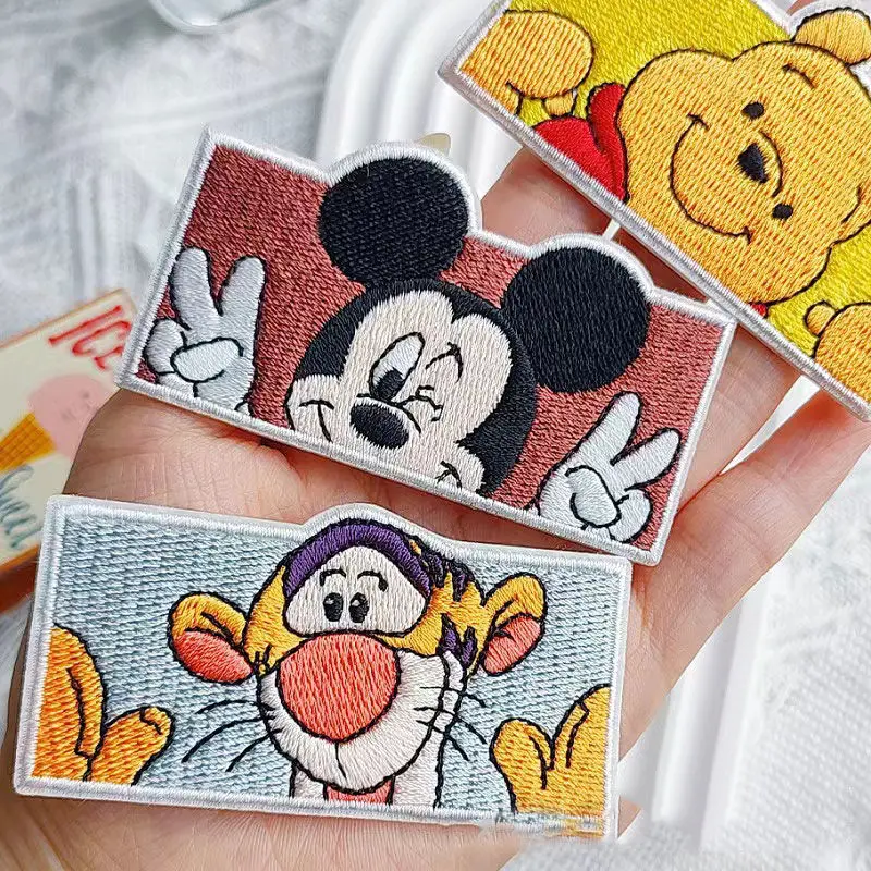 Mickey Winnie the Pooh Tigger new cute embroidery self-adhesive anime Disney creative decoration clothing bag patch stickers