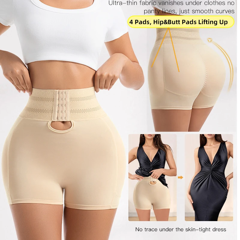 محدد شكل الجسم لرافع المؤخرة مبطن للنساء مع 4 وسادات إسفنجية للتحكم في البطن مع مشد للخصر وإغلاق خطاف #4