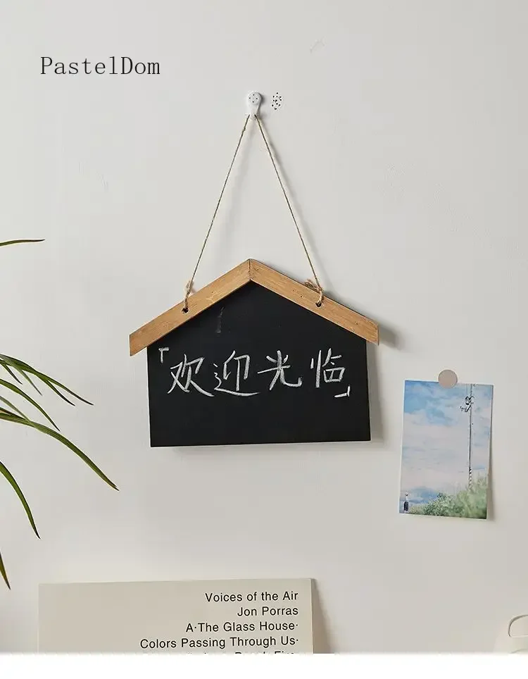 Retro Hanging Small Chalkboard Sign, Writable Business Hours & Welcome Plaque, Rustic Wall Decor for Shop and Home