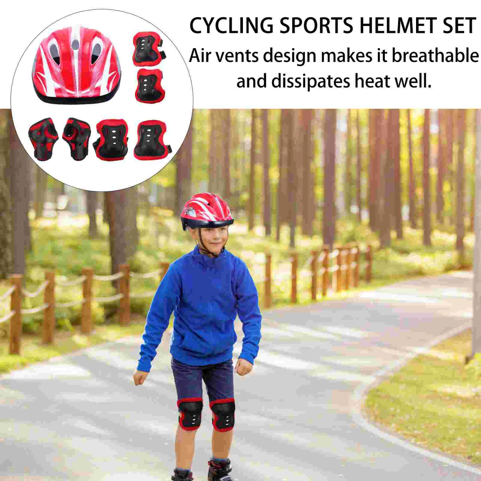 Skateboard Protector Absorbent and Pads Set Head Wrist Skating Kneecap Sports Elbow Guards Kids Cotton Supplies