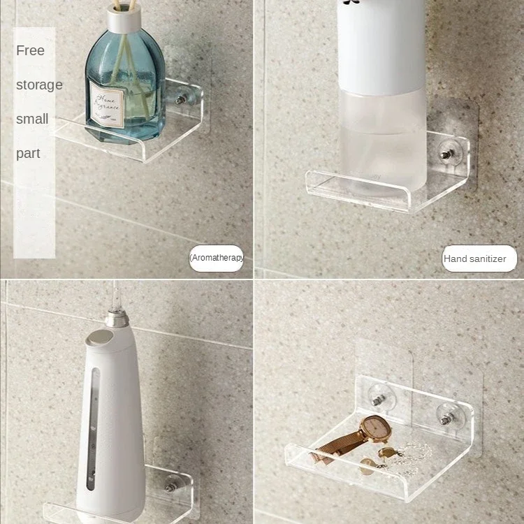 Transparent Acrylic Shelves Wall-mounted Partitions Without Holes Kitchen Bathroom Accessories Displa Storage Rack Holders