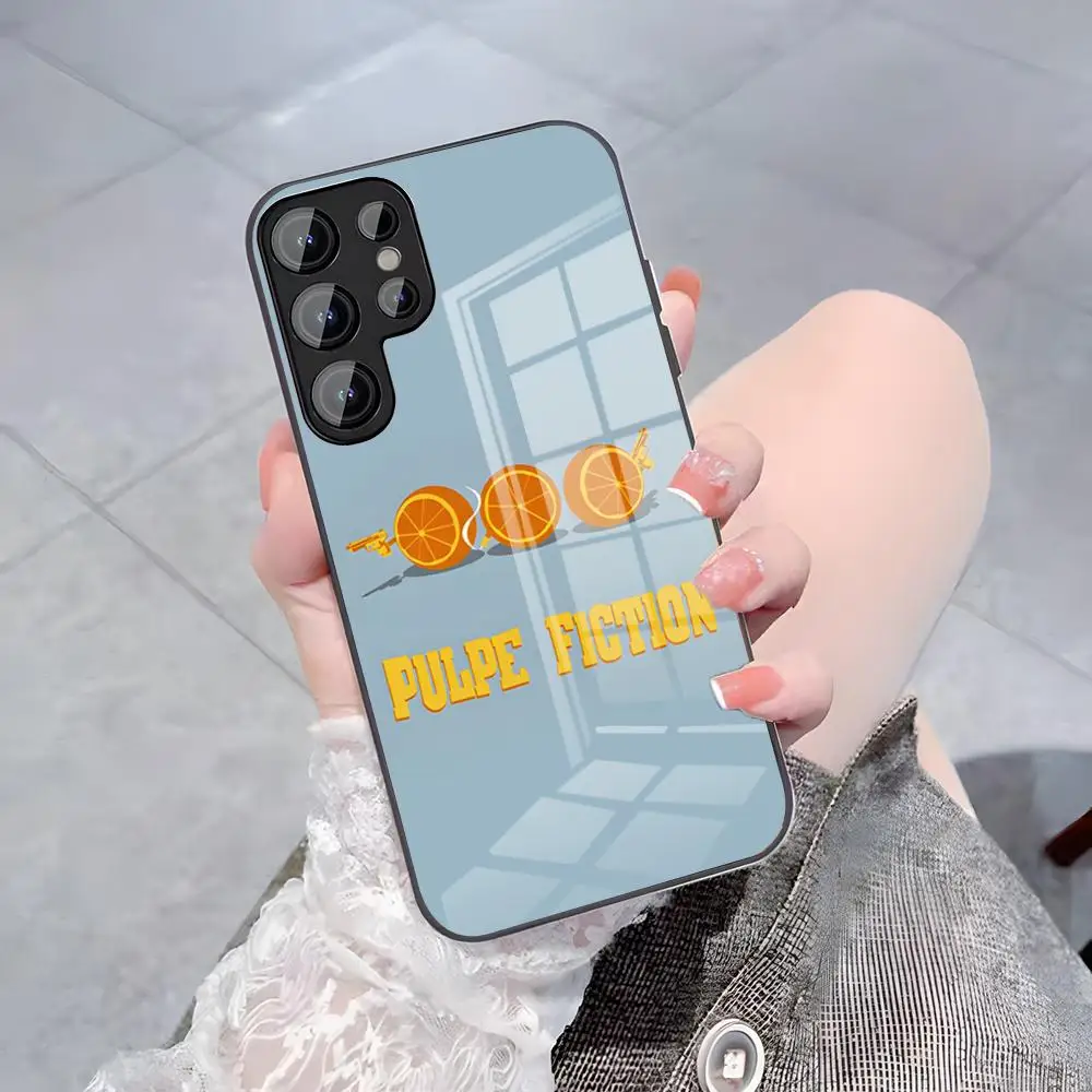 M-Movie P-Pulp Fiction Phone Case For Samsung S26 S25 Plus S20 S20 Plus S22 Ultra S23 FE S21 Plus S21 Ultra Glass Cover