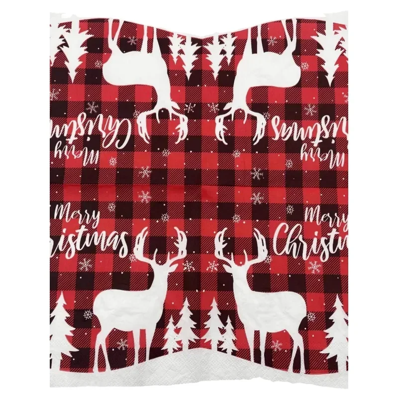 20pcs/Pac 2-Ply 33*33cm Colorful Napkins Red Christmas Tree Elk Napkins Restaurant Party Disposable Table Runner Paper Placemats