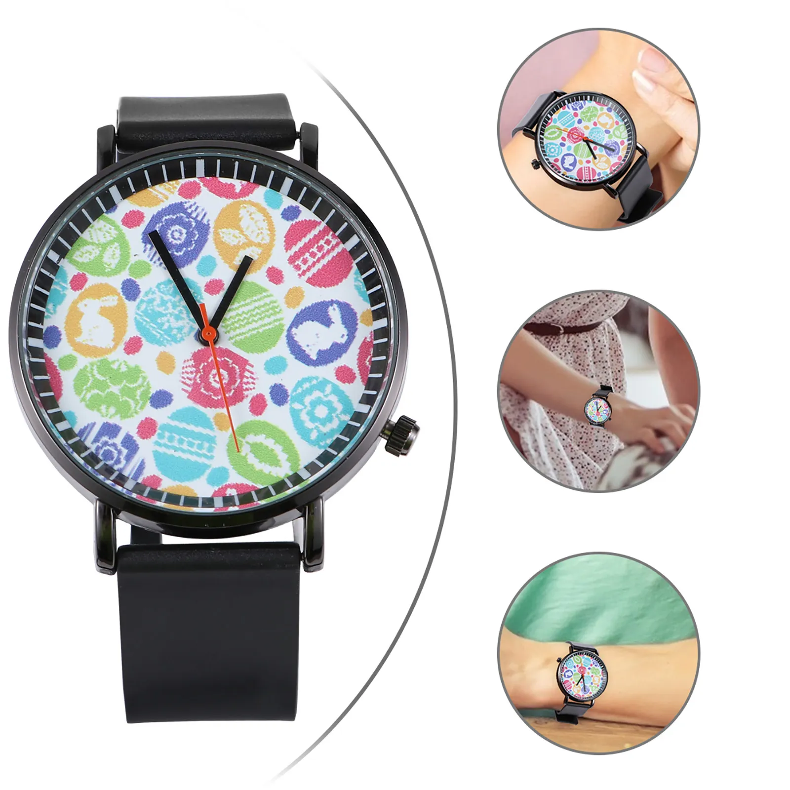 Easter Egg Pattern Quartz Watch Wristwatch Lightweight Comfortable Casual Watch Accurate Timekeeping for Men